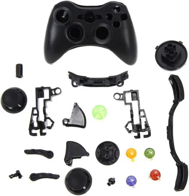 Main image of Wireless Game Controller Hard Case Black Gamepad Protective Shell Cover Full Set With Buttons Analog Stick Bumpers For XBox 360
