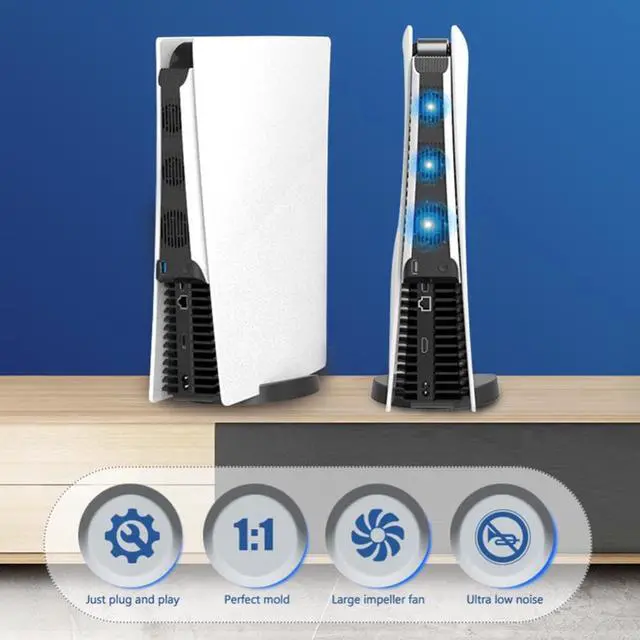 Main image of Console Vertical Stand Game Controller Cooling Fan Mount Bracket Gamepad Controller Clip Stand for Sony Play Station PS 5