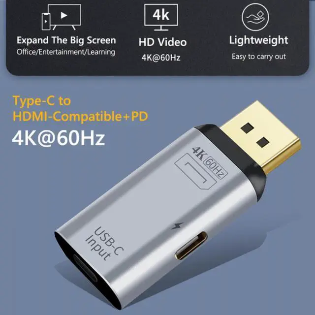 Main image of Type-C Female to HDMI-compatible DisplayPort Mini DP Male Adapter 4K 60Hz Video Converter for Windows Android Laptop