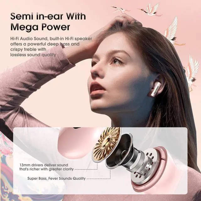Main image of Wireless Earbuds Cartoon Cute Wireless Earphones HIFI Sound High Sensitive Microphone Bluetooth-compatible for Sports Working