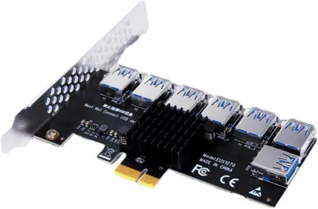 Main image of PCIE 1 To 7 Riser PCIE Port Multiplier USB3.0 Riser PCI Express X16 Adapter PCI-E 1X To 16X Card Riser For Video Card BTC Mining