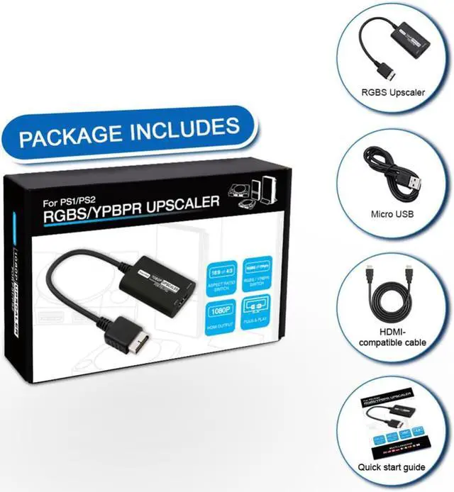 Main image of RGBS YPbPr HD Video Converter with HD Link Cable Converter Game Adapter for Classic PS1 PS One Fat PS2 Slim PS2 Game Accessories