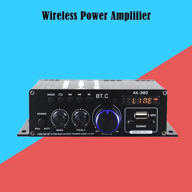 Main image of AK380 Bluetooth-Compatible Amplifier 2 Channel Power Amplifier 12V HIFI Bass 40W+40W Music Player USB AUX Karaoke for Home Car
