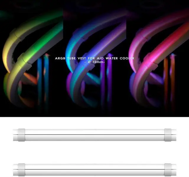 Main image of 2pcs Water Cooling Raditor Tube 5V 3Pin ARGB 33cm 30 LED AIO Water Cooler Tubing Soft Rubber for Aura Fusion RGB Mystic Light