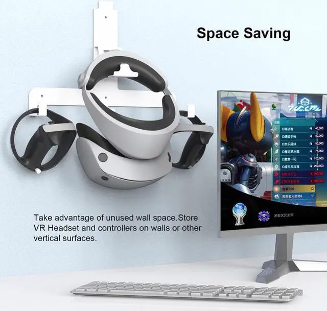 Main image of Wall Mounted Game Handle Display Stand Space Saving Game Controller Headset Hanger Stable Holder Accessories for PS5 PS VR2