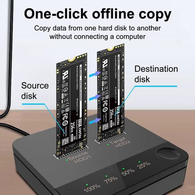 Main image of M.2SATA Hard Disk Copier with LED Indicator Docking Station Data Transmission Dual Rotors Reading for Store Data for Computer