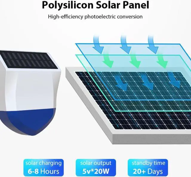 Main image of WiFi Outdoor Solar Alarm IPX5 Waterproof Outdoor WiFi Solar Siren Home Security Alarm System Bluetooth-compatible