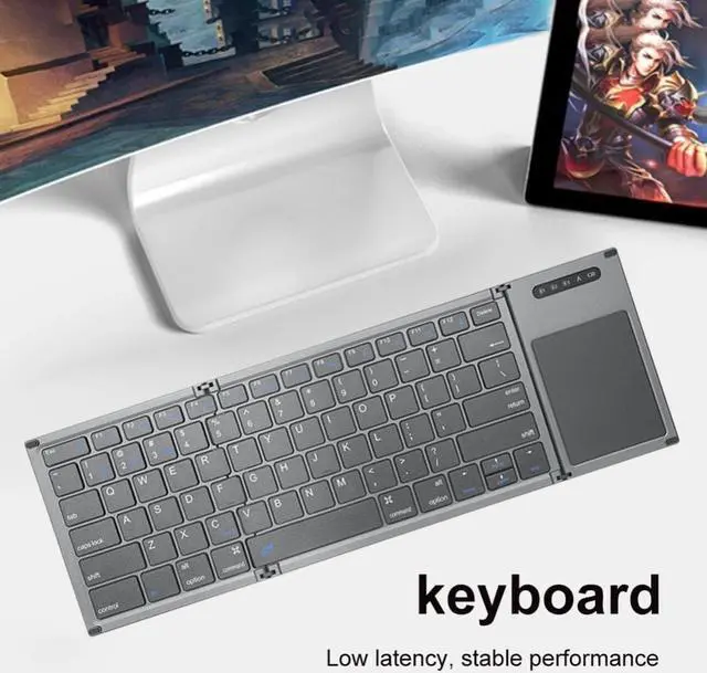 Main image of Wireless Folding Keyboard Multi-Function Bluetooth-Compatible Keyboard 78 Keys Touchpad Keypad for IOS Android Windows