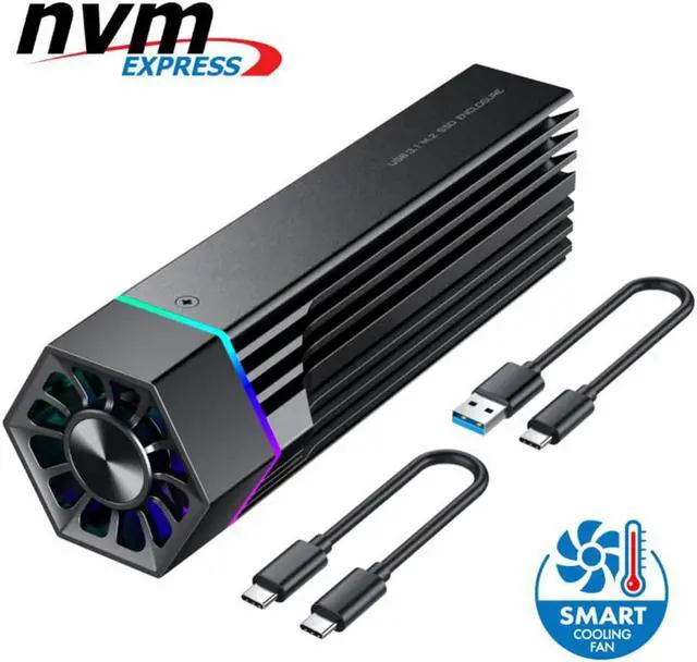 Main image of RGB SSD Case Box M.2 NVME PCI-E To USB3.1 Gen2 Type-C JMS583 10Gbps SSD Case Radiator High Speed for 2280/2260/2242/2230 M.2 SSD