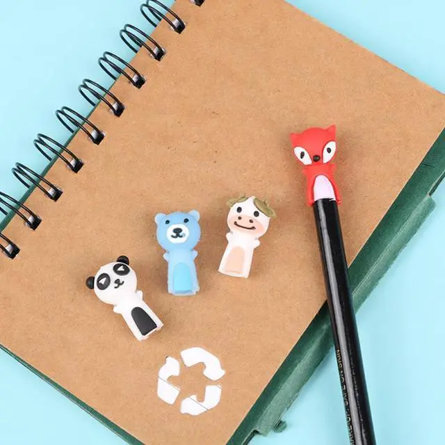 Alt view image 5 of 7 - 4PCS /Set Fox Panda Cartoon Stationery Pen Cap Soft Rubber Pencil Cover Soft Pencil Cover Protect Pencil