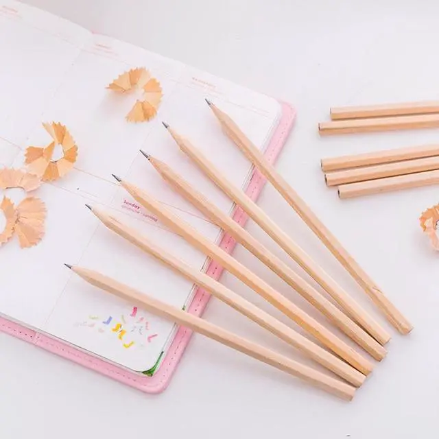 Alt view image 7 of 7 - Natural Wooden Pencil Hexagonal Non-Toxic Standard Pencil Drawing Primary School Students Learning Office Sketching Pencil