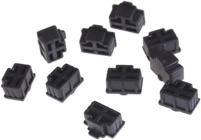 Alt view image 7 of 7 - 10 Pcs Black Ethernet Hub Port RJ45 Anti Dust Cover Cap Protector Plug for RJ45 Female Jack