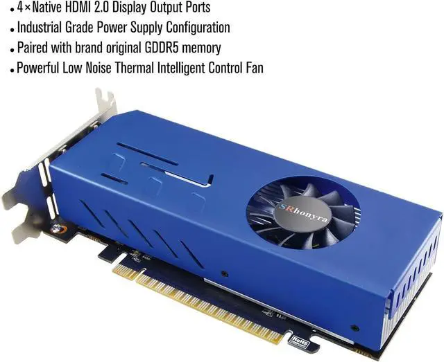 Alt view image 7 of 7 - SRhonyra GTX 750 Ti 4GB Graphics Card, 4 HDMI Outputs, Dual-slot-width 128-bit GPU for Quad Setup. Built for stock trading, screen splicing, monitoring, etc. Powered by PCI Express 3.0 16X