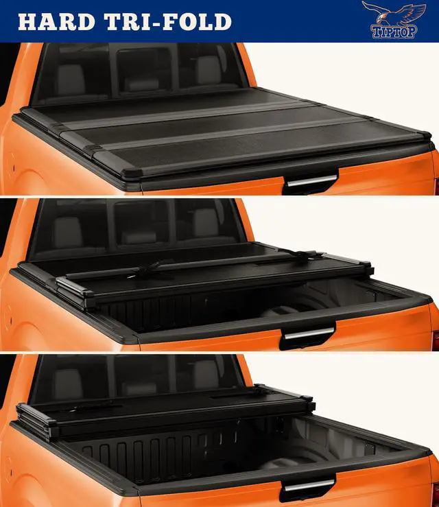 Alt view image 3 of 7 - TIPTOP Tri-Fold Hard Tonneau Cover Truck Bed FRP On Top For 2016-2023 Tacoma 5ft Bed (60.5") | TPM3 |For Models With or Without The Deck Rail System|