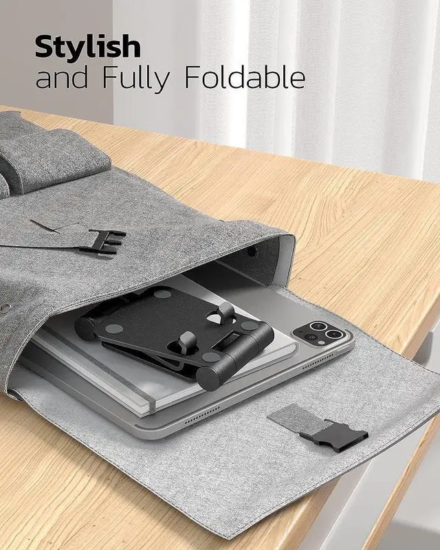 Alt view image 5 of 6 - Nulaxy Dual Folding Cell Phone Stand, Fully Adjustable Foldable Desktop Phone Holder Cradle Dock Compatible with Phone 14 13 12 11 Pro Xs Xs Max Xr X 8, Nintendo Switch, All Phones, Welcome to consult