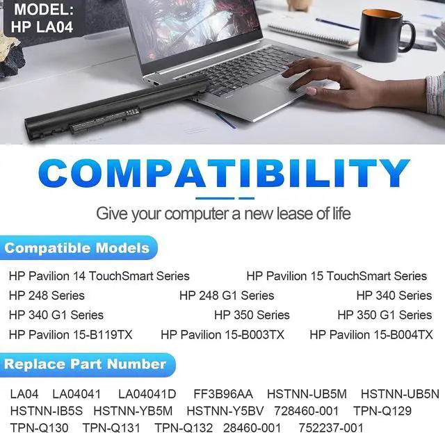 Alt view image 6 of 7 - Fancy Buying Laptop Battery for HP Spare 776622-001 728460-001 TPN-Q130 14-Y 15-F Series 15-F272WM High Performance Battery - New