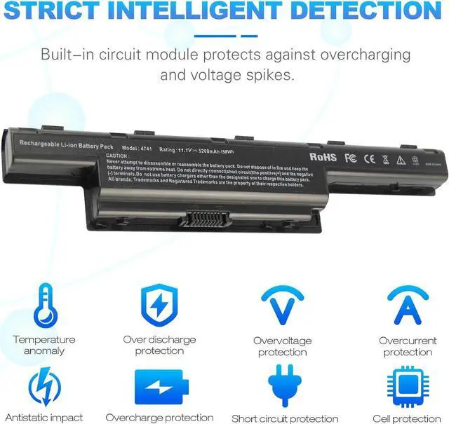 Alt view image 7 of 7 - Laptop Battery for Gateway NE56R NE56R31U NE56R41U NV53A NV53A24U NV55C NV55C03U NV59C [6-Cell 5200mAh/56Wh] - High Performance -Futurebatt