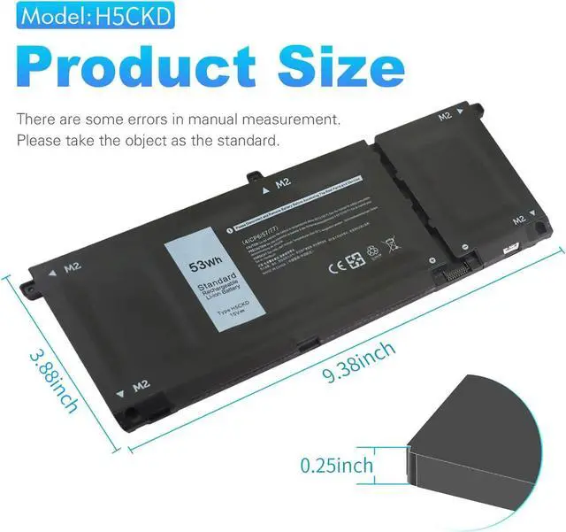 Alt view image 3 of 5 - ZAYAUPVL H5CKD 53Wh Battery Replacement for Dell Inspiron 5300 5301 5401 5402 5408 5409 5501 5502 5508 5509,Inspiron 5400 5406 7405 7300 7306 7500 7506 2-in-1 Silver Latitude 3410 3510 Vostro 5502 15V