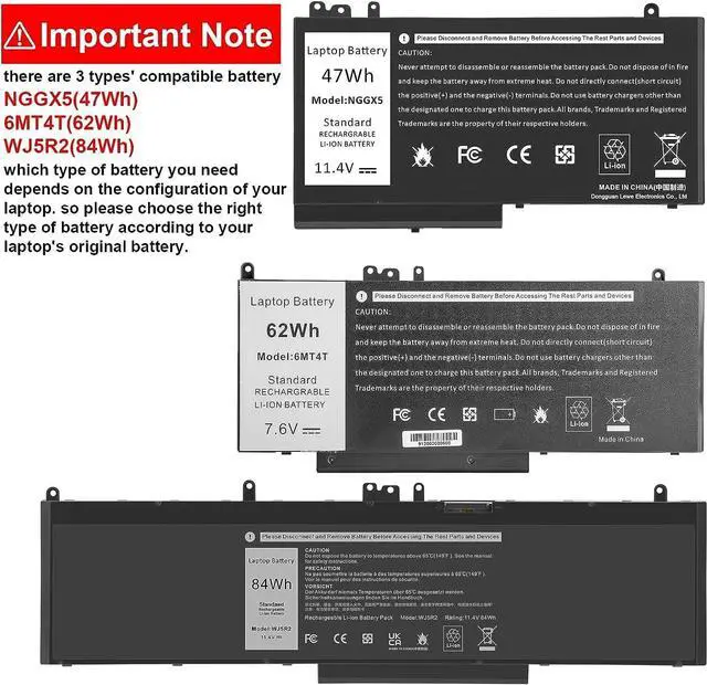 Alt view image 5 of 6 - TREE.NB E5470 E5570 Battery 62WH 6MT4T Battery for Dell Latitude 14 5470 E5470 15 5570 E5570 Notebook 15.6" Part Number:7V69Y TXF9M 79VRK 07V69Y 7.6V 4-Cell
