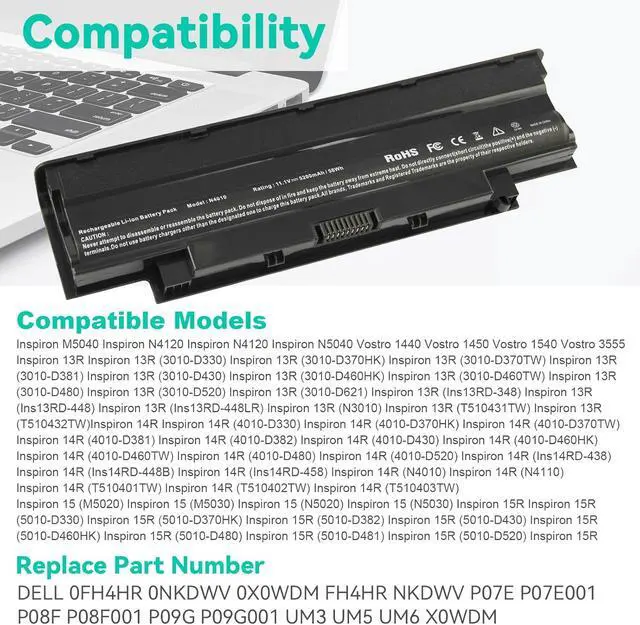 Alt view image 6 of 7 - Fancy Buying J1KND Laptop Battery for Dell N5050 N5010 N5030 N5040 N7010 N7110 N4010 N4110 M5030 M5010 M5110, Vostro 3450 3550 3750 3550N