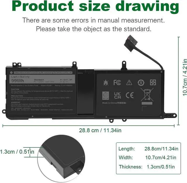 Alt view image 2 of 7 - Fancy Buying 9NJM1 44T2R MG2YH Laptop Battery for Dell Alienware 15 R3 R4 17 R4 R5 Series P31E P69F P31E001 P31E002 P69F001 P69F002 HF25D 01D82 546FF 0546FF HF250 0HF250 0MG2YH