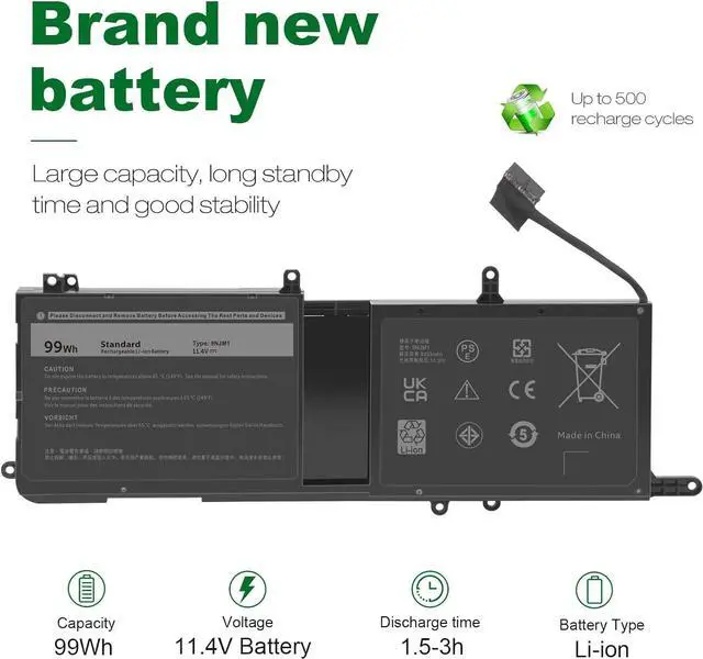 Alt view image 6 of 7 - Fancy Buying 9NJM1 44T2R MG2YH Laptop Battery for Dell Alienware 15 R3 R4 17 R4 R5 Series P31E P69F P31E001 P31E002 P69F001 P69F002 HF25D 01D82 546FF 0546FF HF250 0HF250 0MG2YH