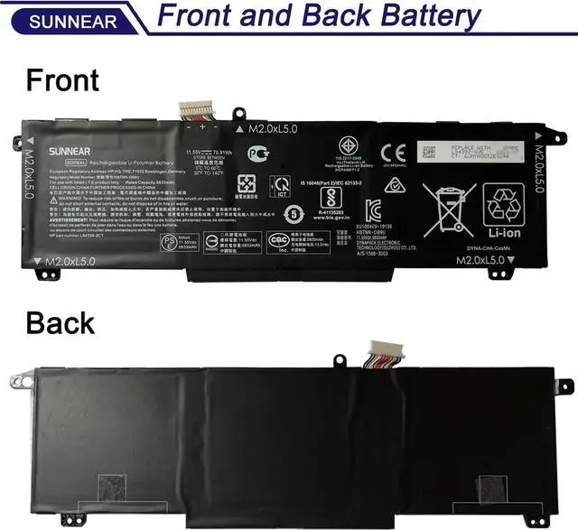 Alt view image 3 of 7 - SUNNEAR SD06XL Battery Replacement for HP Omen 15-EK 15-EN 15-EK0000 15-EK0009TX 15-EN0029NR Series Laptop HSTNN-DB9U L84356-2C1 L84392-005 L84392-006 SD06070XL SDO6XL 11.55V 70.91Wh 5833mAh