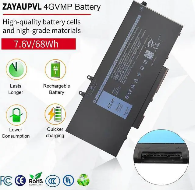 Alt view image 2 of 6 - ZAYAUPVL 68Wh 4GVMP Battery Replacement for Dell Latitude 5400 5500 5410 5510 Inspiron 7590 7591 7791 2-in-1 P42E P84F P84F001 P98G P80F Precision 3540 3550 Laptop 0C5GV2 1V1XF R8D7N C5GV2 7.6V