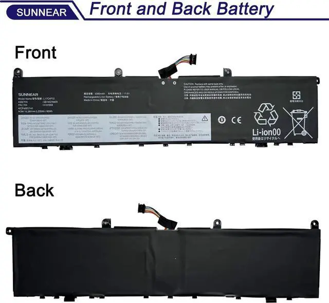 Alt view image 3 of 7 - SUNNEAR L17C4P72 Laptop Battery Replacement for Lenovo ThinkPad X1 Extreme 1st Gen/2nd Gen ThinkPad P1 1st/2nd Gen Series L17M4P72 01AY968 01AY969 L18M4P71 01YU911 5B10V98091 SB10Q76929 SB10Q76928