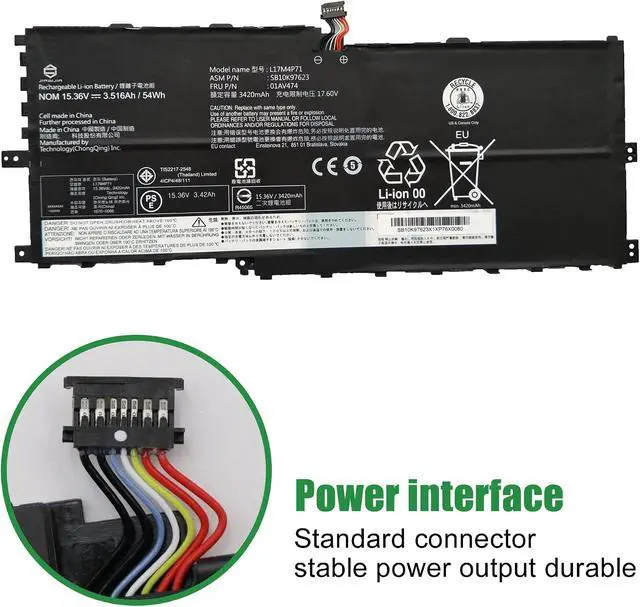 Alt view image 3 of 6 - 01AV474 L17M4P71 SB10K97623 Laptop Battery Replacement for Lenovo ThinkPad X1 Yoga 3rd Gen 2018 Series 01AV475 L17C4P71 SB10K97624 L17M4P73 SB10K97638 01AV499 02DL003 15.36V 54Wh 3516mAh