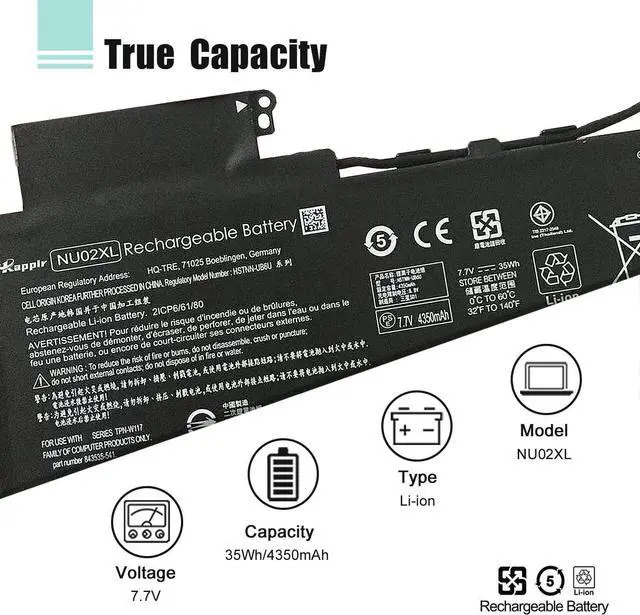 Alt view image 2 of 7 - BOWEIRUI NU02XL 844200-850 Laptop Battery Replacement for Hp Pavillion X360 M1 M1-U M1-u001dx Series HP NU03XL TPN-W117 HSTNN-UB6U HSTNN-UB6V HSTNN-UB6U 843535-541 (7.7V 35Wh 4350mAh)