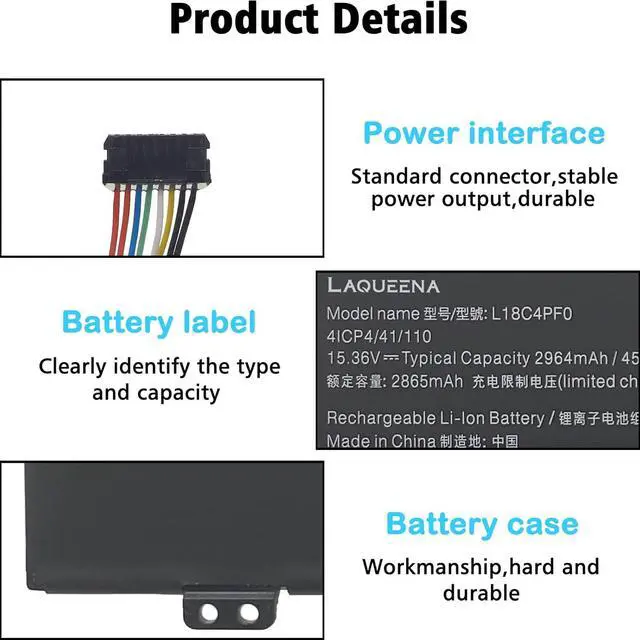 Alt view image 3 of 5 - L18C4PF0 Laptop Battery Compatible with Lenovo ThinkBook 13S-IML 14S-IML 13S-IWL 14S-IWL 20RR 20RS 20R9 20RM Series L18M4PF0 L18D4PF0 5B10S73499 5B10S73500 5B10S73501 15.36V 45Wh 4-Cell