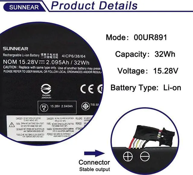 Alt view image 2 of 7 - 00UR891 SB10L84122 Battery Replacement for Lenovo ThinkPad T570 T580 P51S P52S ytpe 20H9 20HA 20JX 20JW 20L9 20LA Series internal battery 00UR890 01AV493 00UR892 SB10L84123 SB10L84121 32Wh 2095mAh