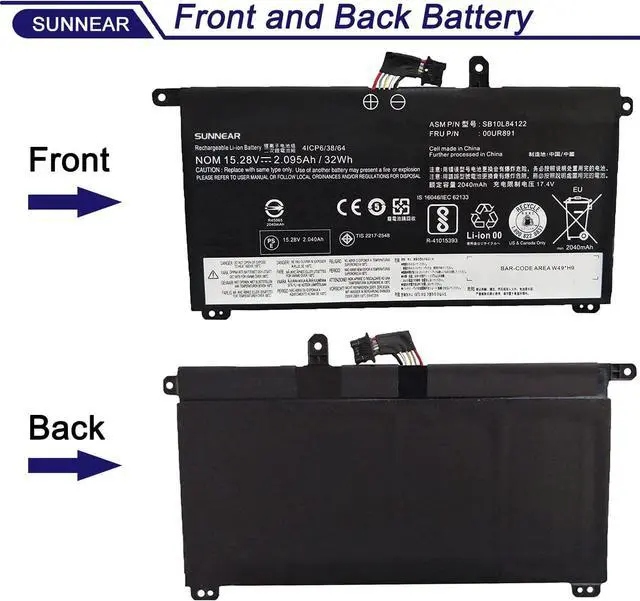 Alt view image 3 of 7 - 00UR891 SB10L84122 Battery Replacement for Lenovo ThinkPad T570 T580 P51S P52S ytpe 20H9 20HA 20JX 20JW 20L9 20LA Series internal battery 00UR890 01AV493 00UR892 SB10L84123 SB10L84121 32Wh 2095mAh
