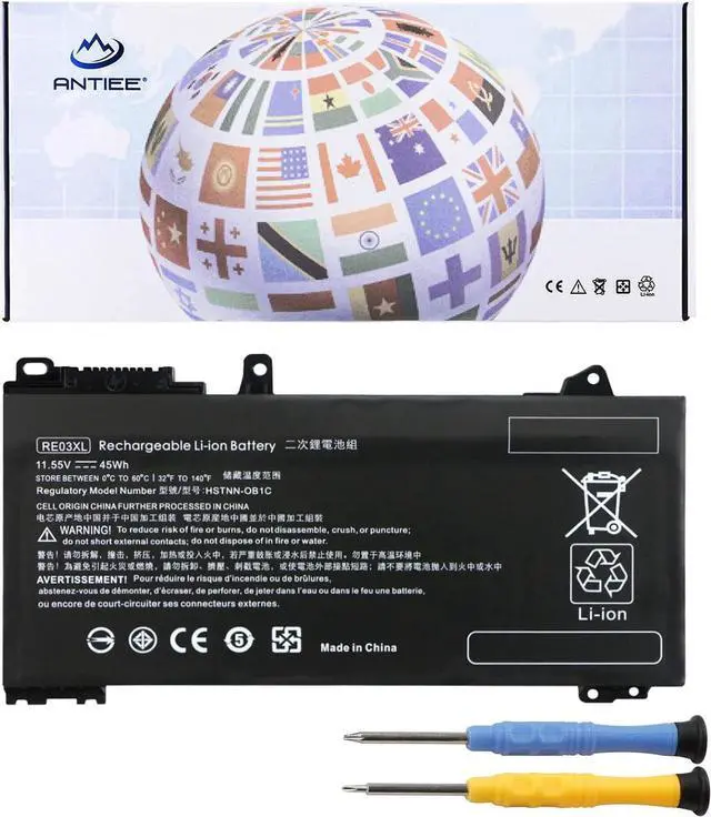 Main image of ANTIEE RE03XL Laptop Battery for HP ProBook 430 440 445 450 455R G6 430 440 445 450 G7 ZHAN 66 Pro 13 G2 14 G2 14 G3 15 G2 Series L32656-002 L32656-005 L32407-2C1 L32407-541 L32407-AC1 HSTNN-OB1C