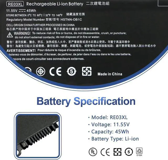 Alt view image 2 of 7 - ANTIEE RE03XL Laptop Battery for HP ProBook 430 440 445 450 455R G6 430 440 445 450 G7 ZHAN 66 Pro 13 G2 14 G2 14 G3 15 G2 Series L32656-002 L32656-005 L32407-2C1 L32407-541 L32407-AC1 HSTNN-OB1C