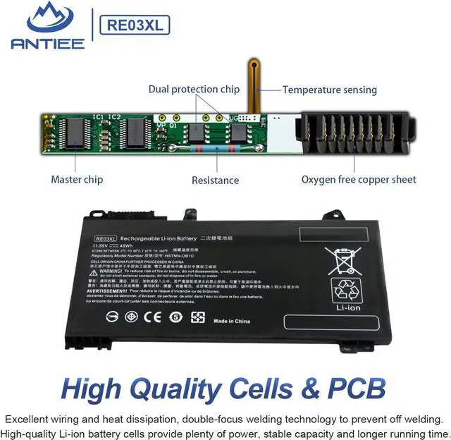 Alt view image 3 of 7 - ANTIEE RE03XL Laptop Battery for HP ProBook 430 440 445 450 455R G6 430 440 445 450 G7 ZHAN 66 Pro 13 G2 14 G2 14 G3 15 G2 Series L32656-002 L32656-005 L32407-2C1 L32407-541 L32407-AC1 HSTNN-OB1C