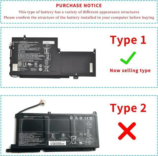 Alt view image 2 of 7 - DGTEC PG03XL Laptop Battery for HP Spectre X360 15-AP012DX 15-AP 15-AP000 AP000NA AP000NF AP000NX AP001NF AP002NG Series TPN-Q168 HSTNN-LB7C 831758-005 831532-421 (11.55V 65Wh/5680mAh)
