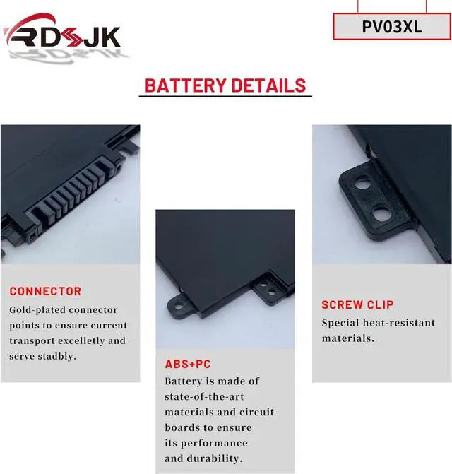Alt view image 5 of 7 - PV03XL PP03XL Laptop Battery for HP Pavilion x360 13-BB 13-BB0000 14-DV 14M-DW 14-DK 15-EH 15-EH0000 14-dw0xxx Series HSTNN-LB8S HSTNN-DB9X HSTNN-OB1P L83388-421 L83388-AC1 L83393-005 11.55V 43.3Wh