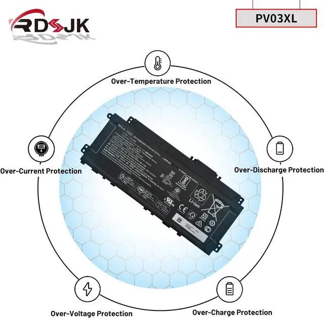 Alt view image 6 of 7 - PV03XL PP03XL Laptop Battery for HP Pavilion x360 13-BB 13-BB0000 14-DV 14M-DW 14-DK 15-EH 15-EH0000 14-dw0xxx Series HSTNN-LB8S HSTNN-DB9X HSTNN-OB1P L83388-421 L83388-AC1 L83393-005 11.55V 43.3Wh