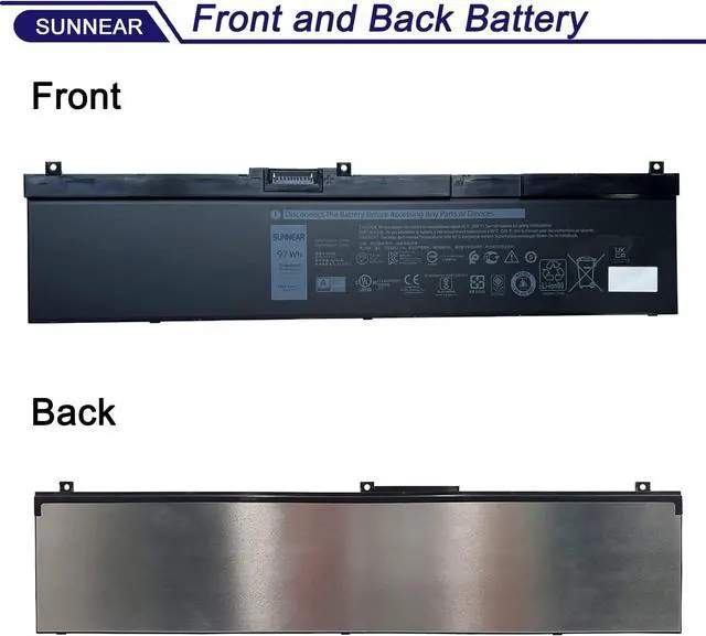 Alt view image 3 of 6 - NYFJH Laptop Battery Replacement for Dell Precision 7530 7730 7540 7740 P74F P74F001 P74F002 P34E P34E001 P34E002 Series Laptop 5TF10 0WMRC GW0K9 0GW0K9 0NYFJH 11.4V 97Wh(Shape-B)