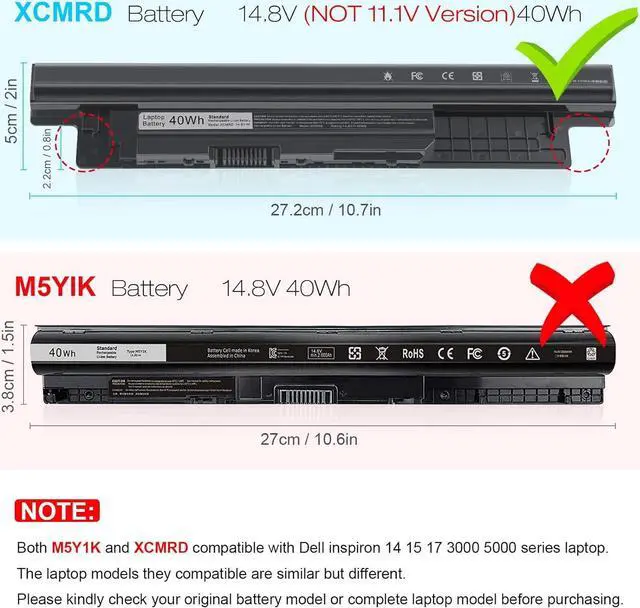 Alt view image 2 of 7 - Fancy Buying 40Wh XCMRD FW1MN 4WY7C Battery for Dell 15 3000 3542 3543 3531 3541 3521 3537 15R 5537 5521 17-3737 3721 17R-5737 14 3421 3437 14R 5421 5437 Vostro 2521 2421 Latitude 3540 3440 P28F