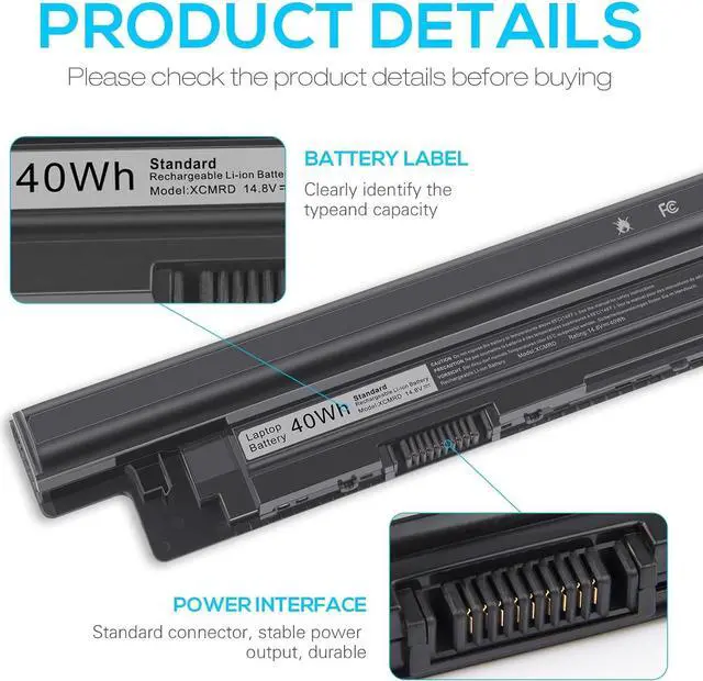 Alt view image 4 of 7 - Fancy Buying 40Wh XCMRD FW1MN 4WY7C Battery for Dell 15 3000 3542 3543 3531 3541 3521 3537 15R 5537 5521 17-3737 3721 17R-5737 14 3421 3437 14R 5421 5437 Vostro 2521 2421 Latitude 3540 3440 P28F