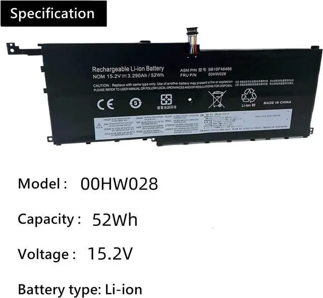Alt view image 5 of 5 - Aluo 00HW028 Replacement Laptop Battery for Lenovo ThinkPad X1 Carbon 4th Gen X1 Yoga 1st 2nd Gen Series 00HWO28 00HW029 01AV438 01AV439 01AV409 01AV458 01AV473 01AV457 SB10F46466 SB10F46467