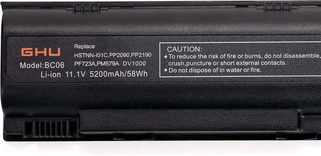 Alt view image 3 of 6 - GHU 58W Battery 367759-001 367760-001 383492-001 383493-001 Compatible with HP Pavilion DV1000 DV1200 DV1400 DV4000 DV5000 Compaq Presario C300 C500 V2000 V4000 V5000 PF723A PM579A