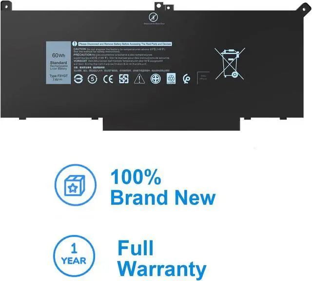 Alt view image 5 of 6 - F3YGT Battery Replacemwnt for Dell Latitude 12 7000 7280 7290 Latitude 13 7000 7380 7390 P29S002 Latitude 14 7000 7480 7490 P73G002 Series DM3WC DM6WC