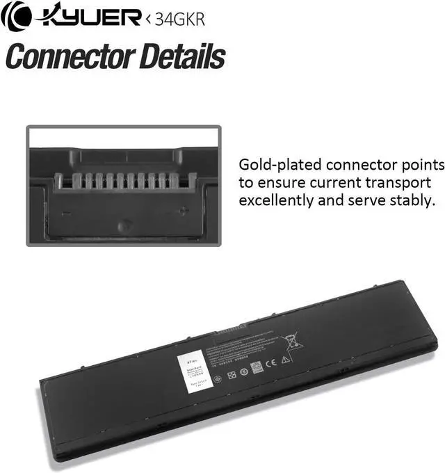 Alt view image 4 of 7 - Amanda E7440 47WH 7.4V Battery Replacement for Dell Latitude 14-7000 E7440 E7420 E7450 Ultrabook 7000 3RNFD 34GKR F38HT T19VW PFXCR G0G2M 909H5 451-BBFT 451-BBFV 451-BBFY