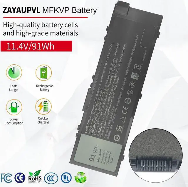 Alt view image 5 of 7 - ZAYAUPVL MFKVP Battery for Dell Precision 15 7510 7520 17 7710 7720 M7510 M7710 Series 451-BBSF 451-BBSB GR5D3 M28DH TWCPG 1G9VM 0FNY7 T05W1