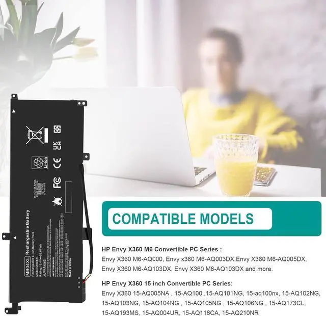 Alt view image 2 of 7 - TREE.NB MB04XL Battery for HP Envy X360 Convertible M6-AQ000 M6-AQ105DX M6-AQ003DX M6-AQ103DX M6-AR004DX 15-AQ 15-AQ005NA AQ101NG AQ015NR AQ273CL AQ173CL 15t-AQ200 843538-541 844204-850