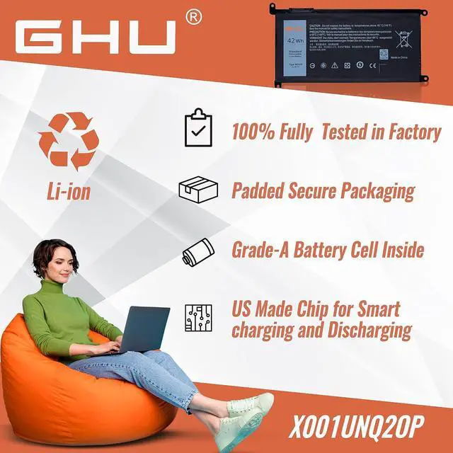 Alt view image 6 of 7 - GHU New Battery Replacement for WDX0R WDXOR 42 WH 11.4V Compatible with Dell Inspiron 13 5368 5378 15 5565 5567 5568 5578 17 5765 5767 7368 7378 7560 7570 7579 7569 P58F 3CRH3 T2JX4 FC92N CYMGM